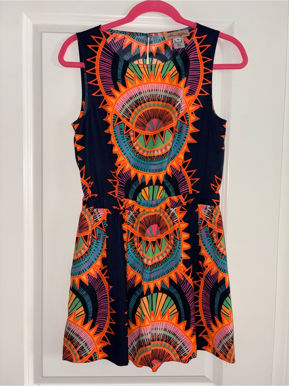 MARA HOFFMAN Sleeveless Sunspoke Navy Tribal Print Romper Size S